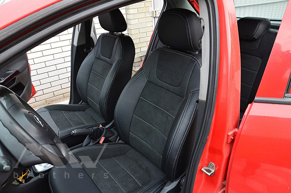 Maßgefertigte Sitzbezüge für Opel Corsa D (2006–2014), Lederoptik