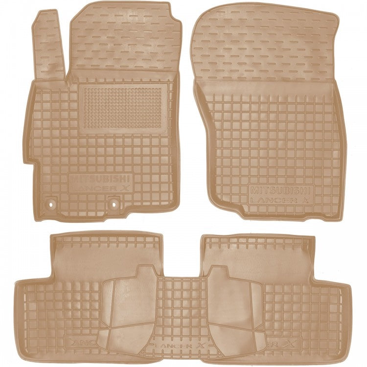 Custom rubber floor mats set for Mitsubishi Lancer X 2L (2007-2019)